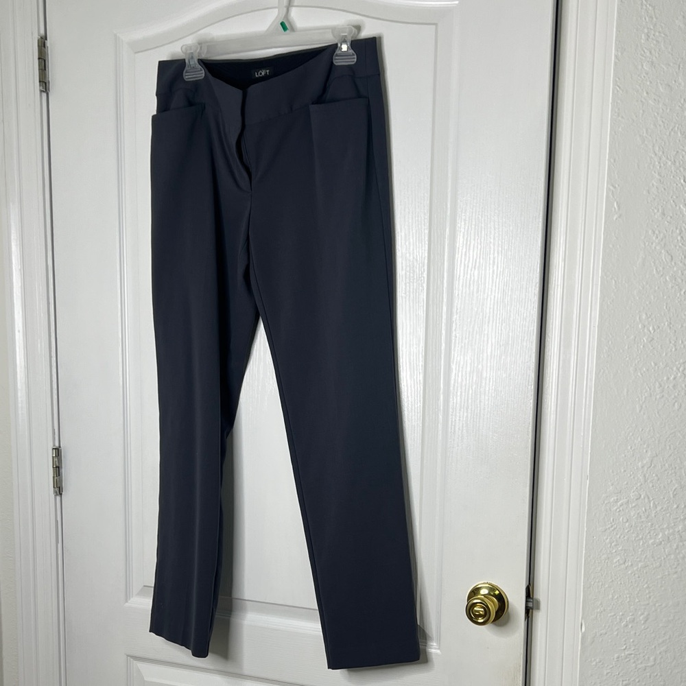 LOFT Charcoal Gray Straight Dress Trousers